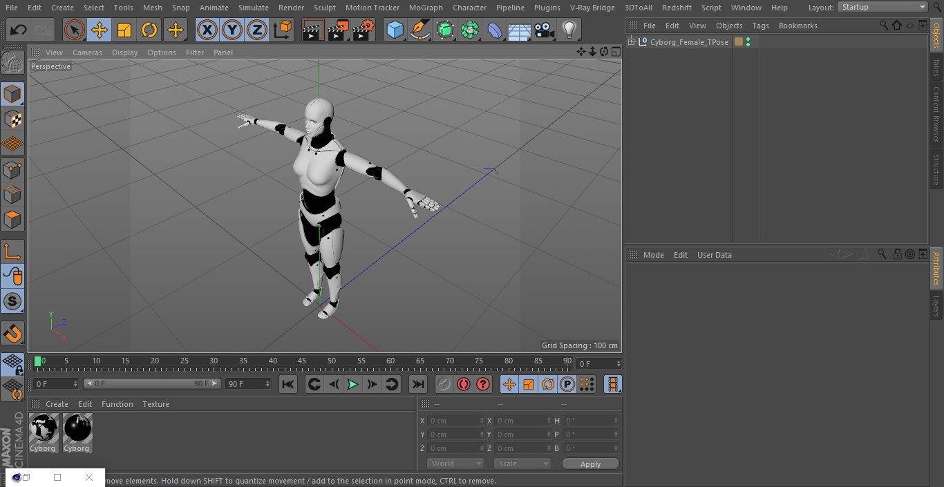 3D model Cyborg Female T-Pose