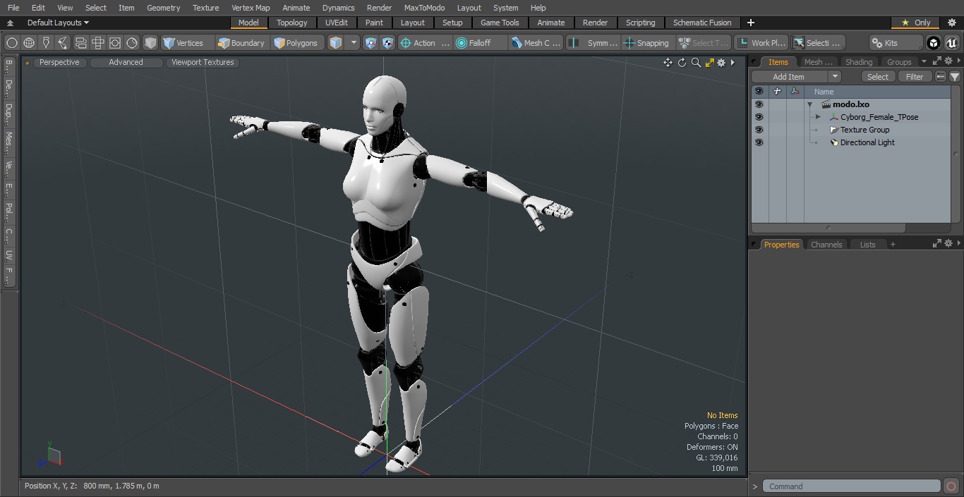 3D model Cyborg Female T-Pose