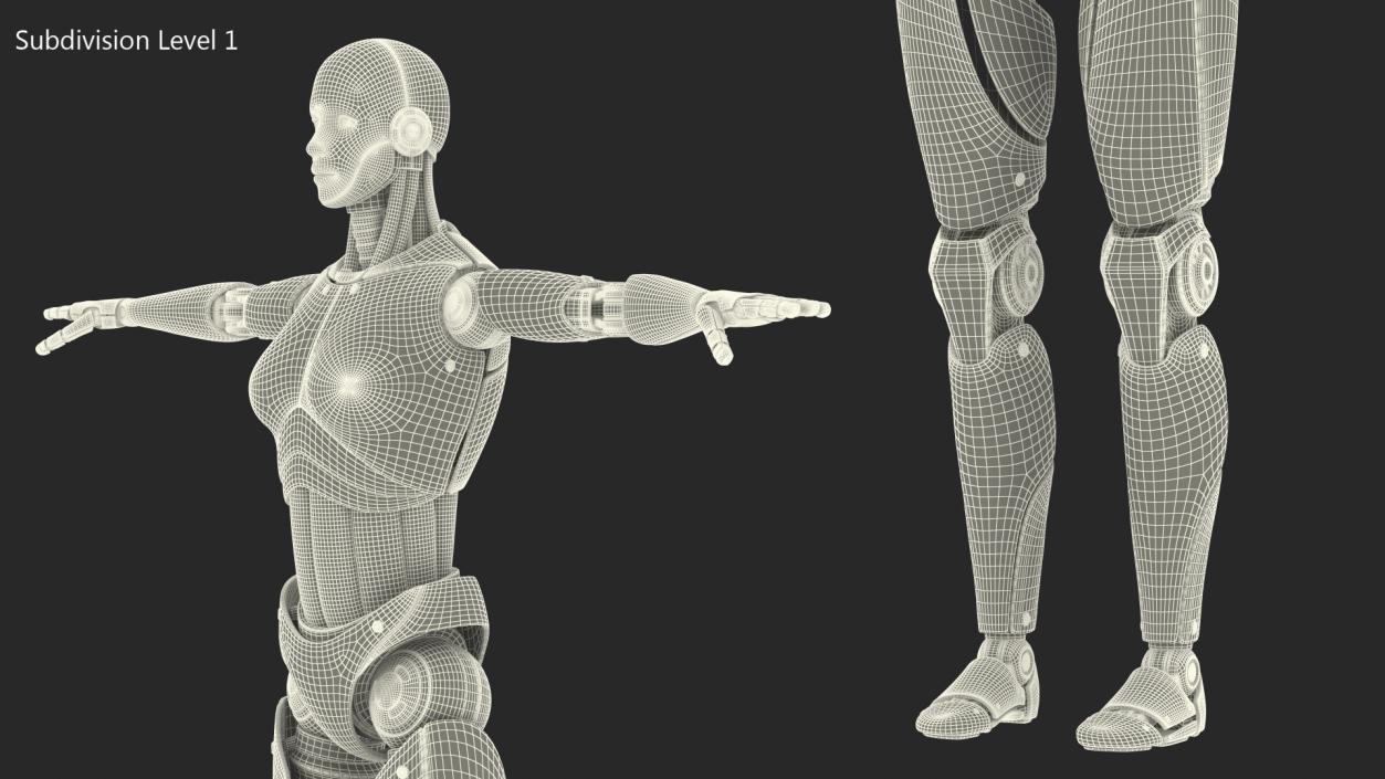 3D model Cyborg Female T-Pose