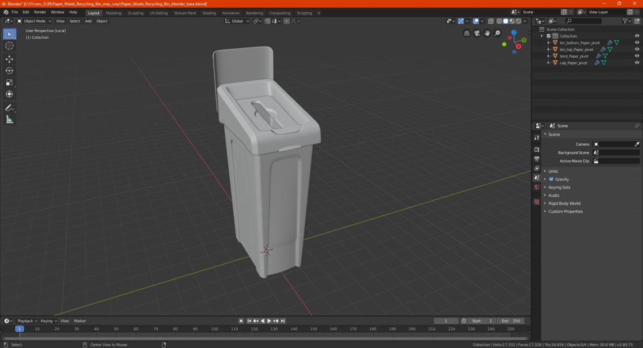 3D model Paper Waste Recycling Bin