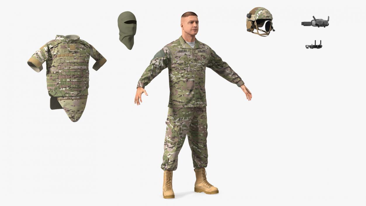 3D FPV Drone Military Operator Fur Rigged model