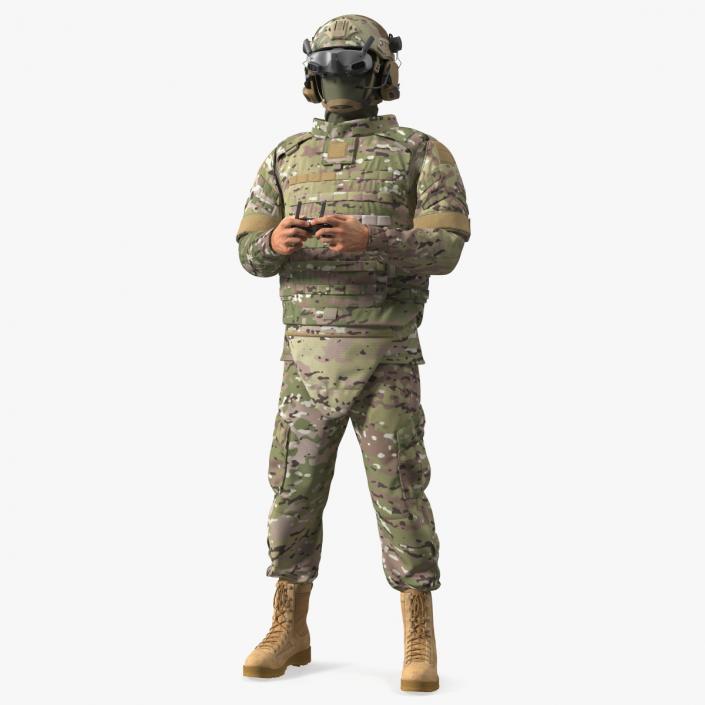 3D FPV Drone Military Operator Fur Rigged model