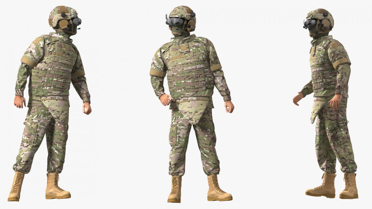 3D FPV Drone Military Operator Fur Rigged model