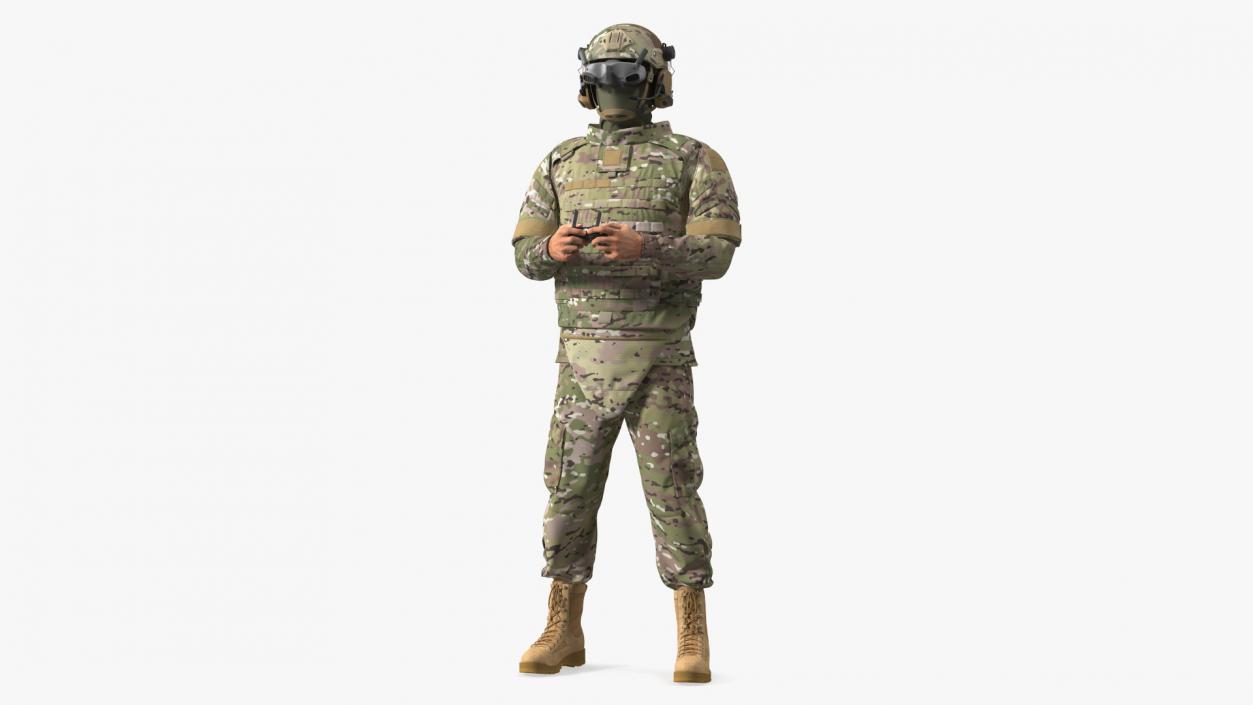 3D FPV Drone Military Operator Fur Rigged model