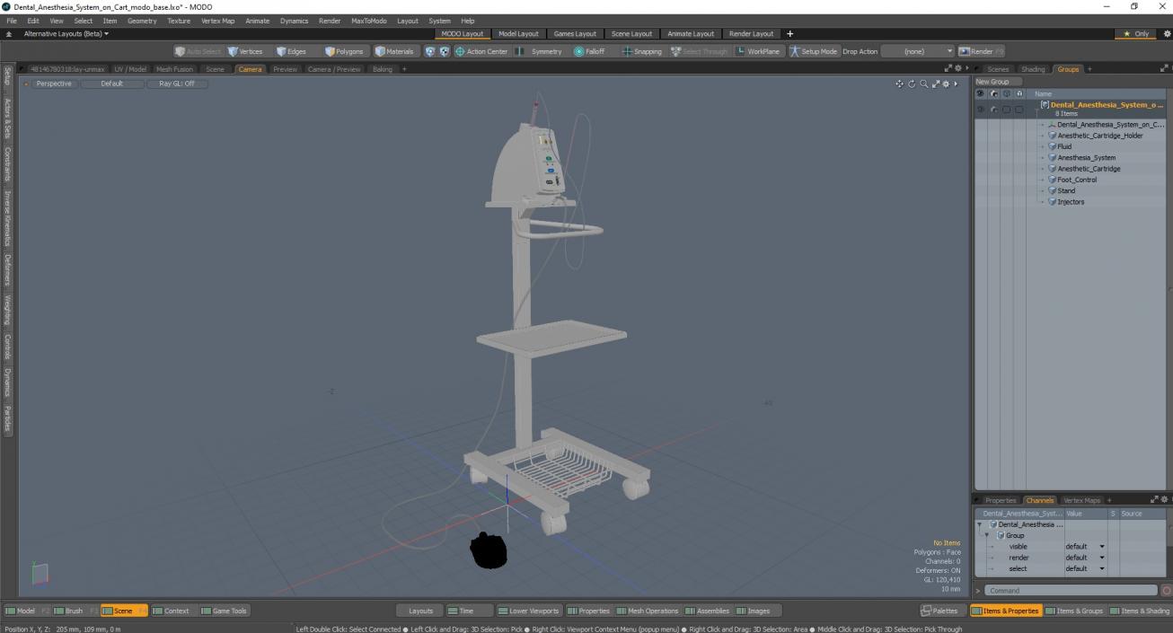 Dental Anesthesia System on Cart 3D