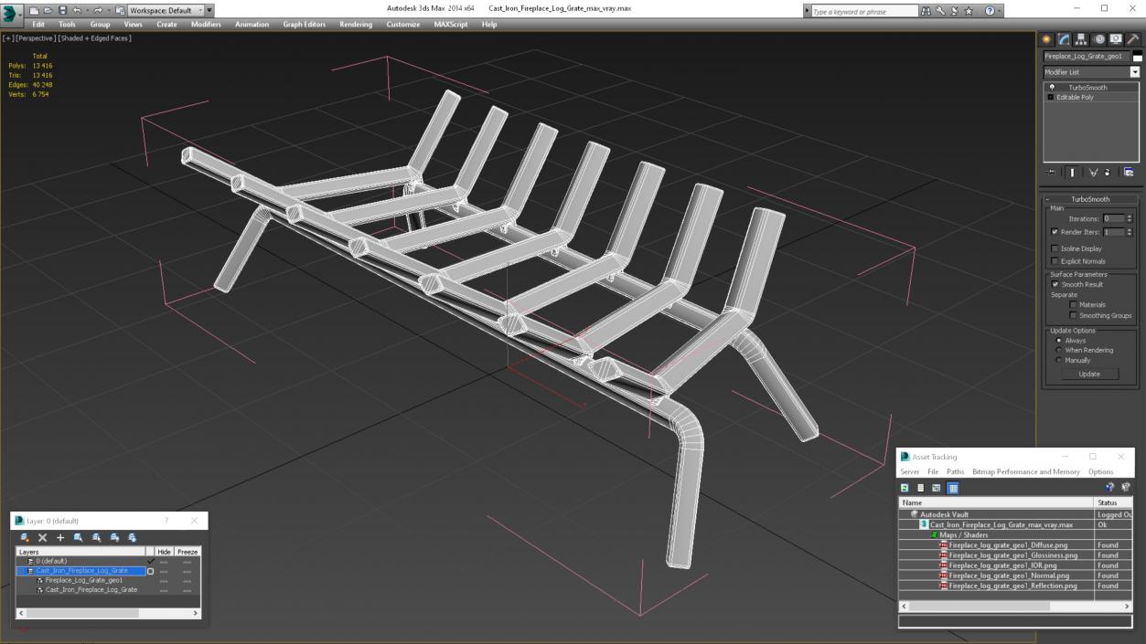 Cast Iron Fireplace Log Grate 3D model