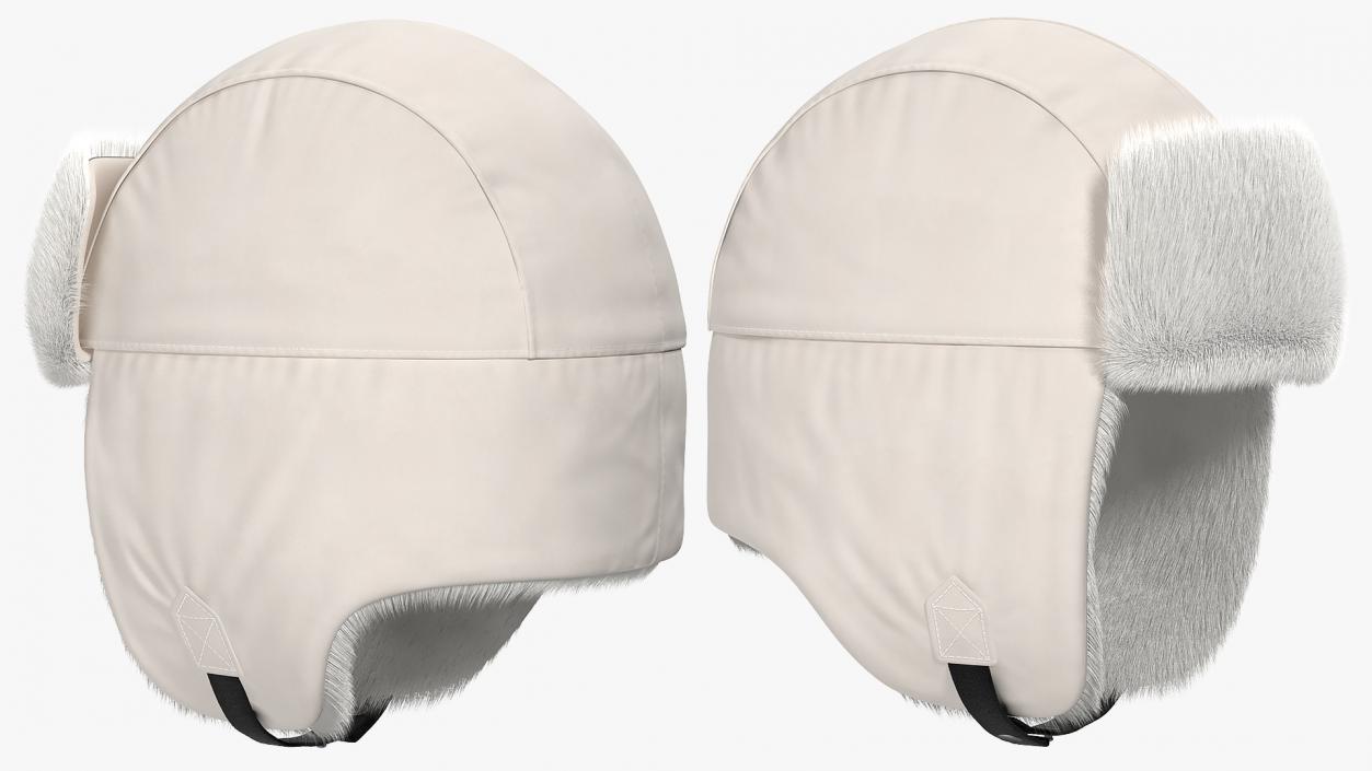 3D Trapper Hat White Fur