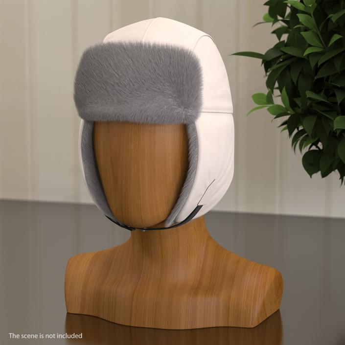 3D Trapper Hat White Fur