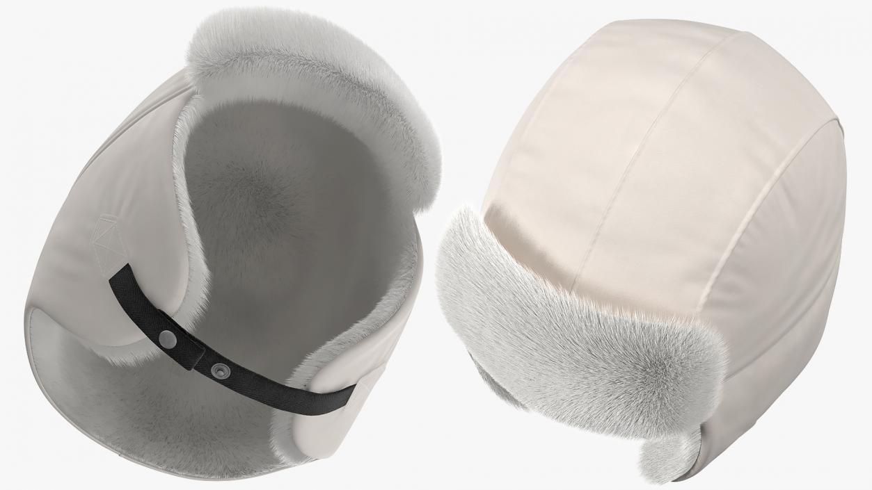 3D Trapper Hat White Fur