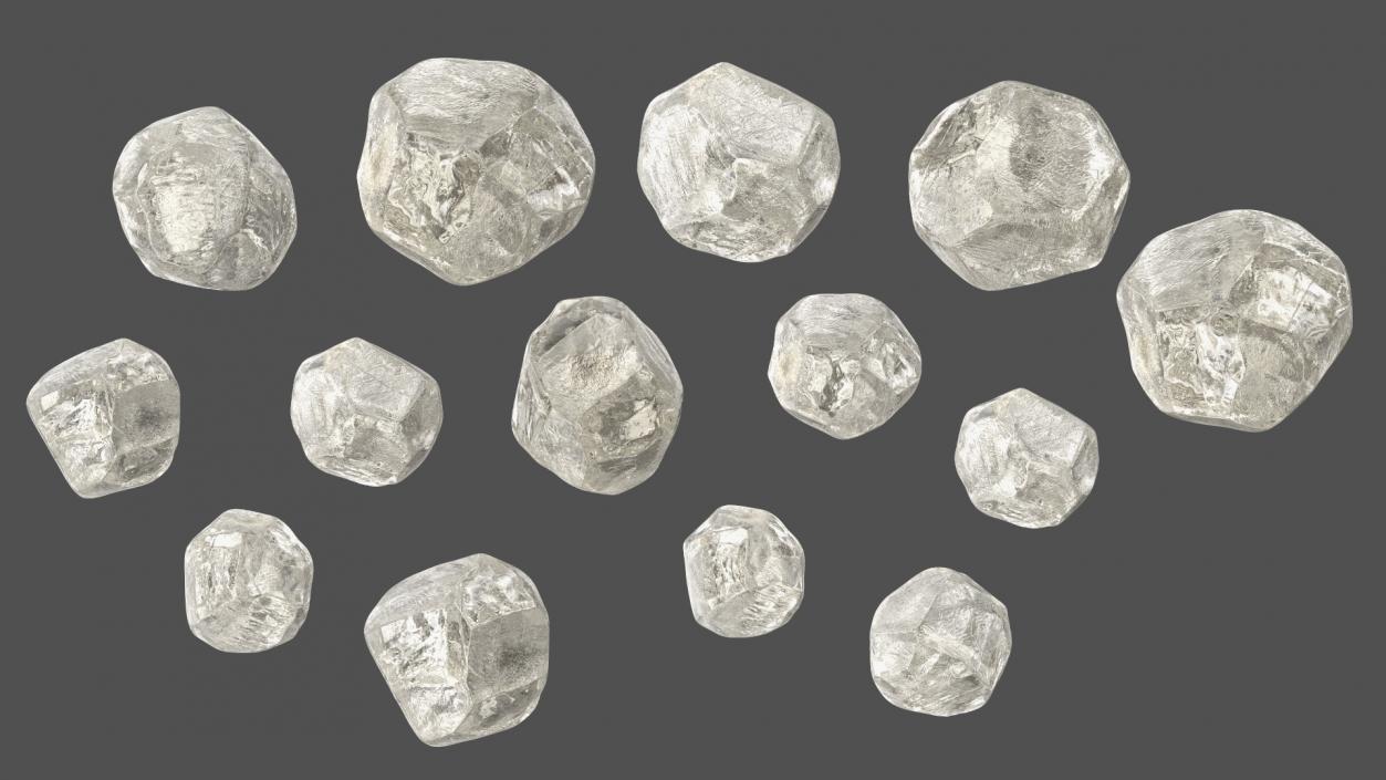 3D Pile of Uncut Diamond