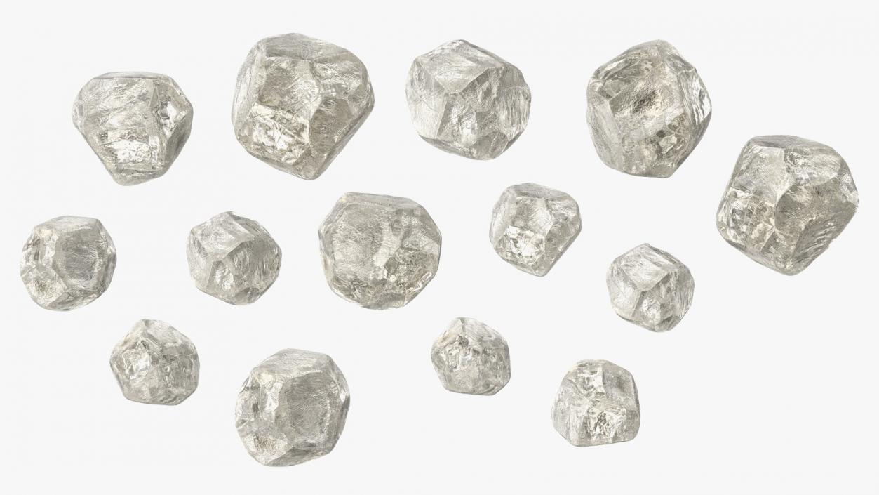 3D Pile of Uncut Diamond