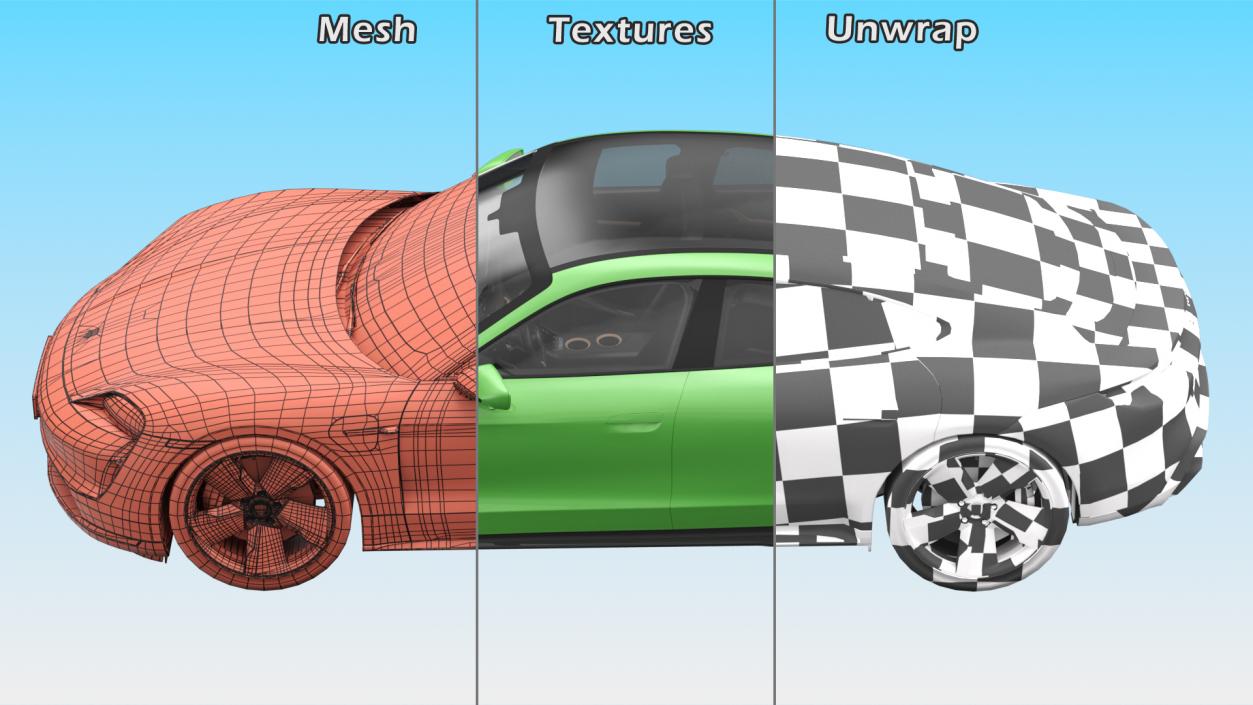 Porsche Taycan Turbo S 2020 Rigged 3D model