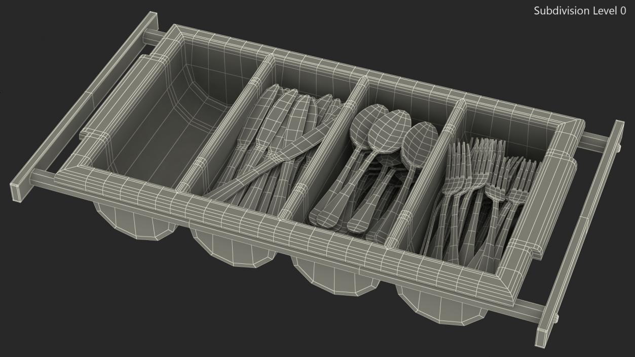 3D Tray with Cutlery Utensils