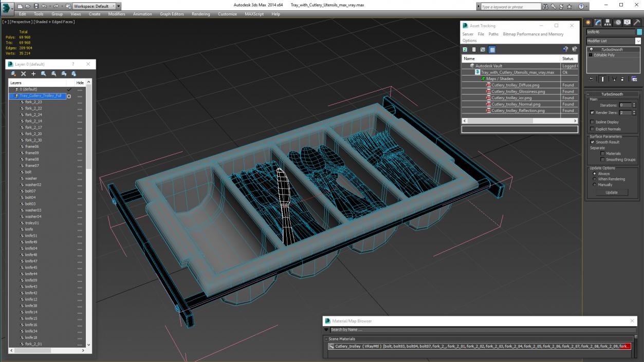 3D Tray with Cutlery Utensils