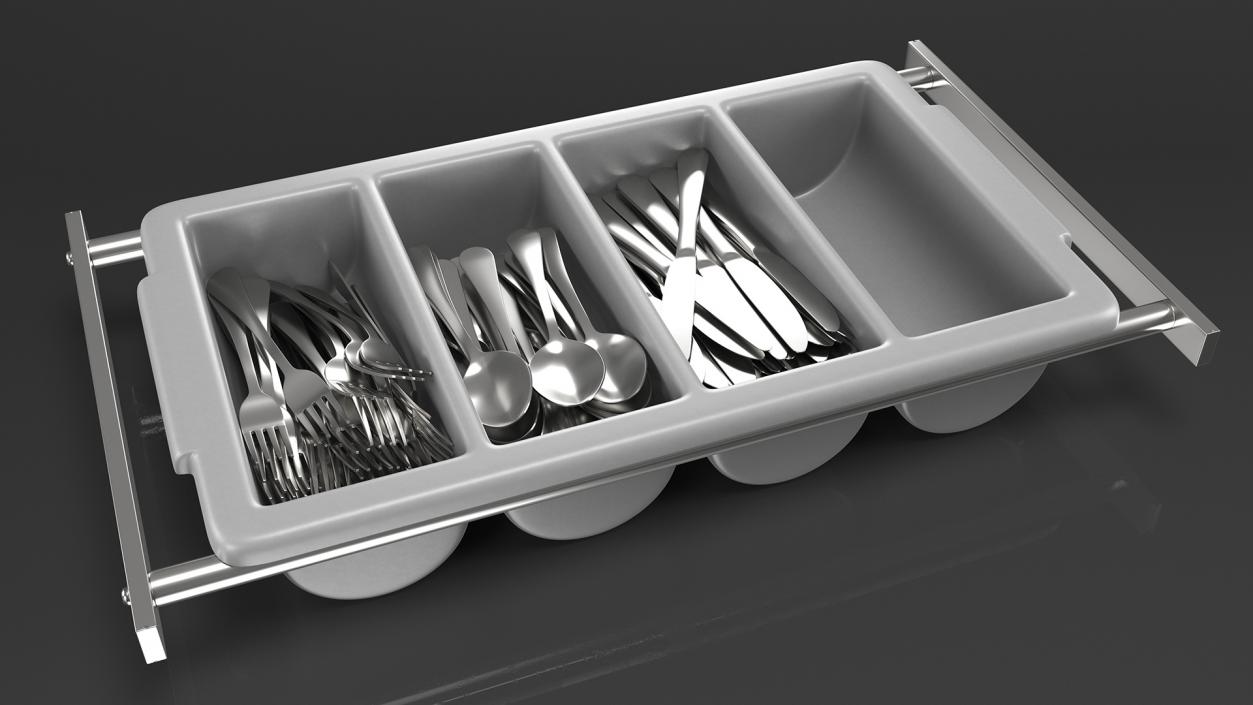 3D Tray with Cutlery Utensils