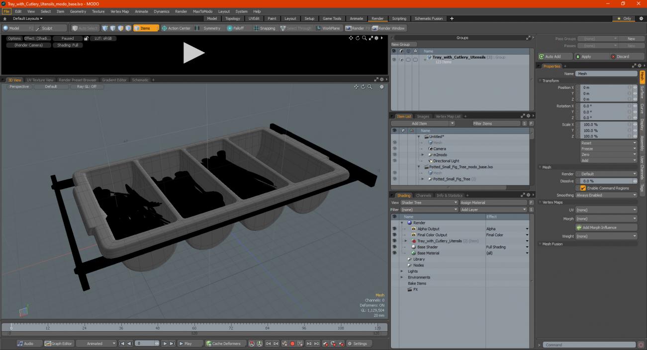 3D Tray with Cutlery Utensils