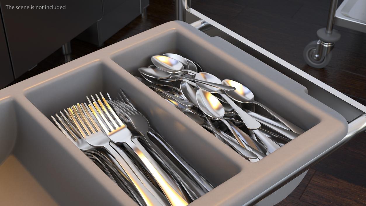 3D Tray with Cutlery Utensils