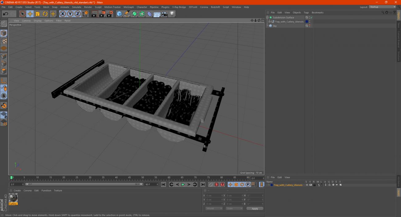 3D Tray with Cutlery Utensils