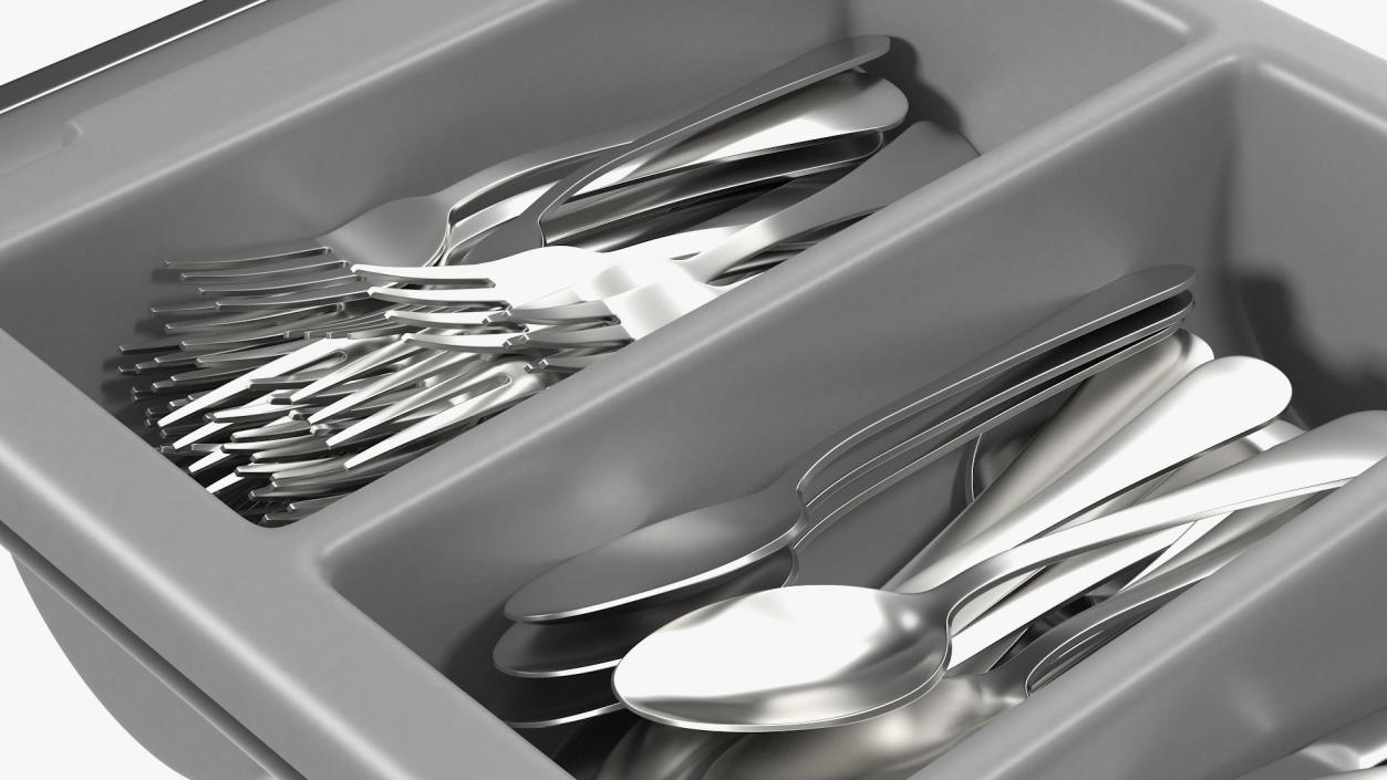 3D Tray with Cutlery Utensils