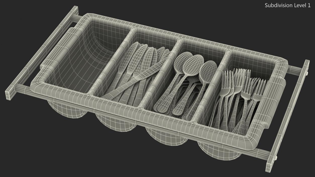 3D Tray with Cutlery Utensils