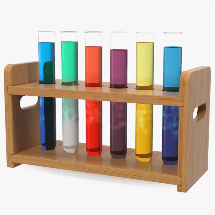 Laboratory Test Tubes in Rack 3D model