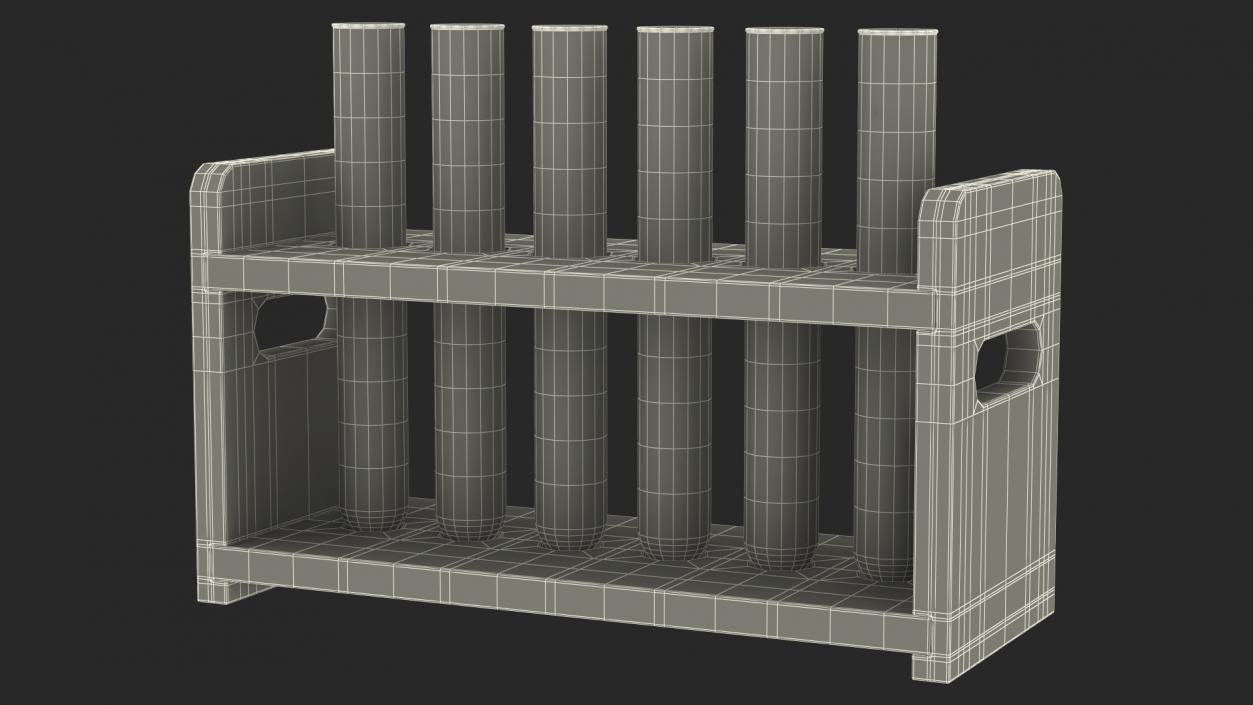 Laboratory Test Tubes in Rack 3D model