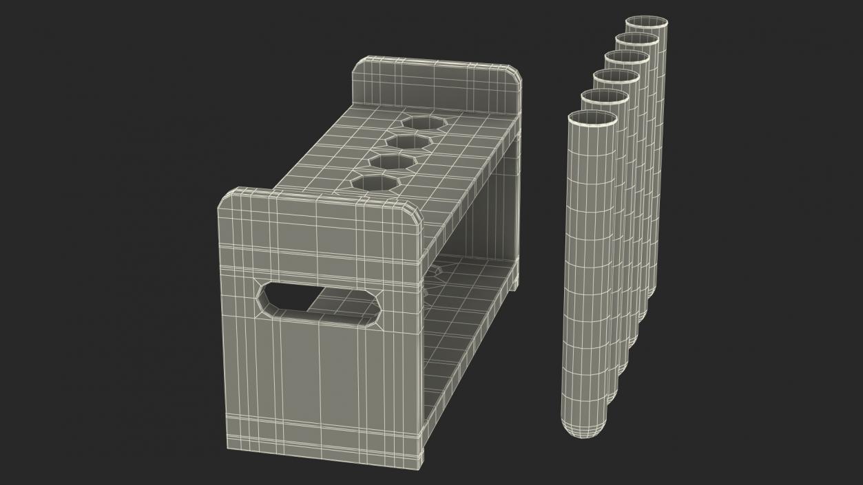 Laboratory Test Tubes in Rack 3D model