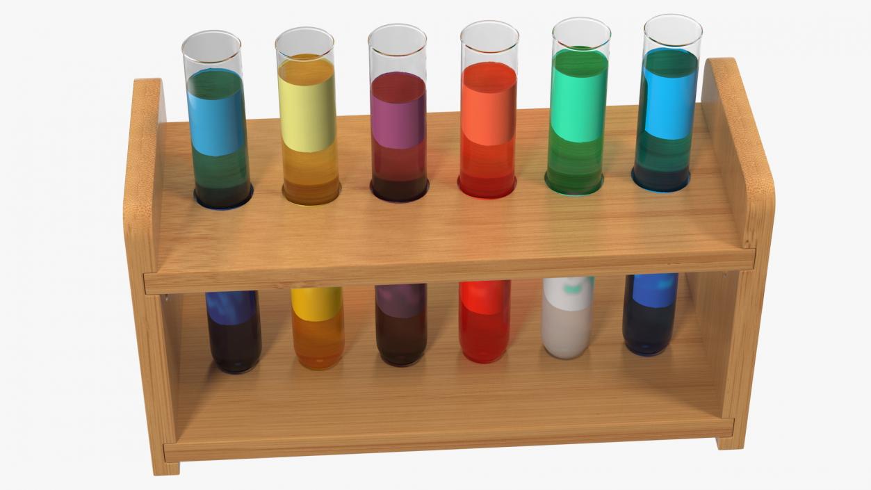 Laboratory Test Tubes in Rack 3D model