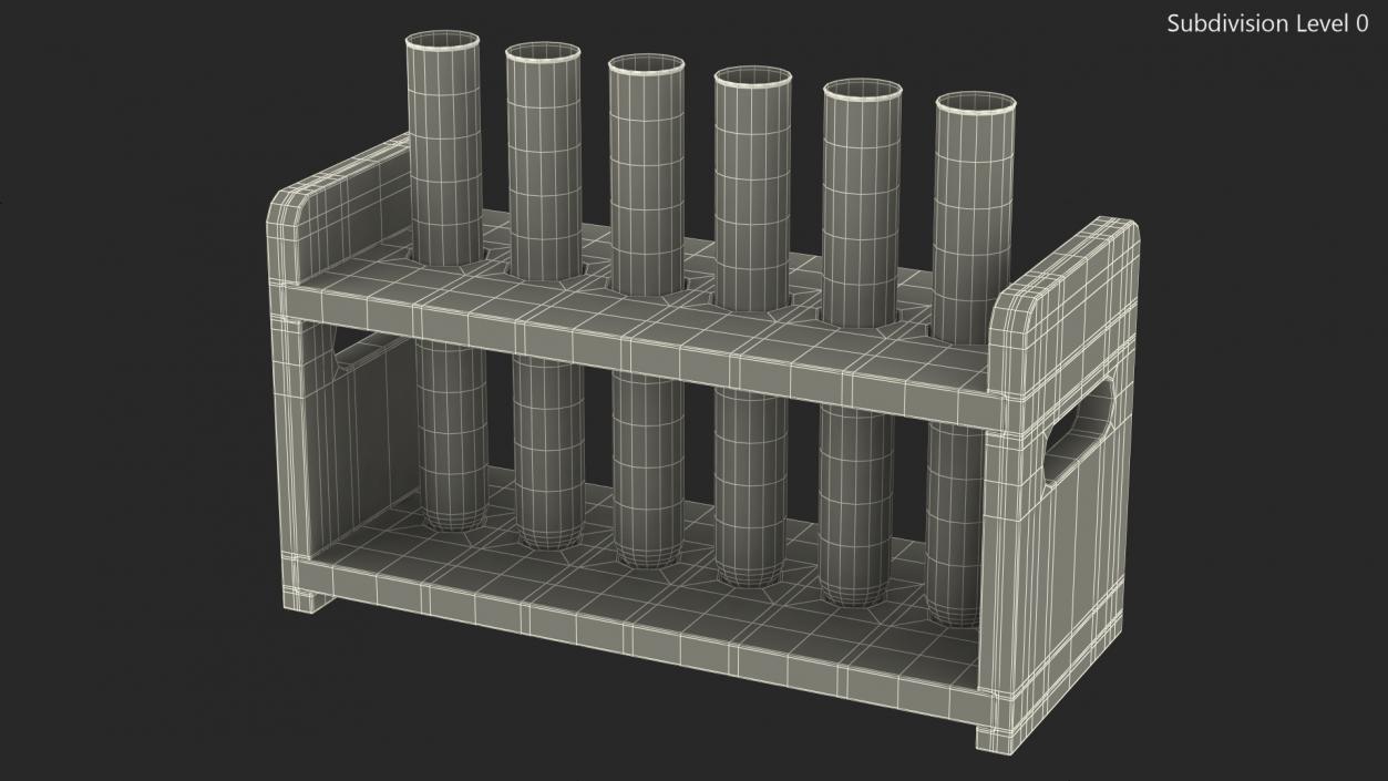 Laboratory Test Tubes in Rack 3D model