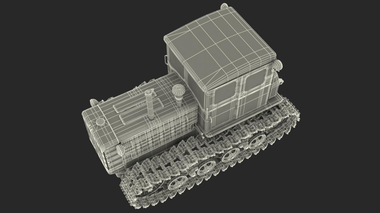 Soviet Crawler Tractor DT54 Rigged 3D model