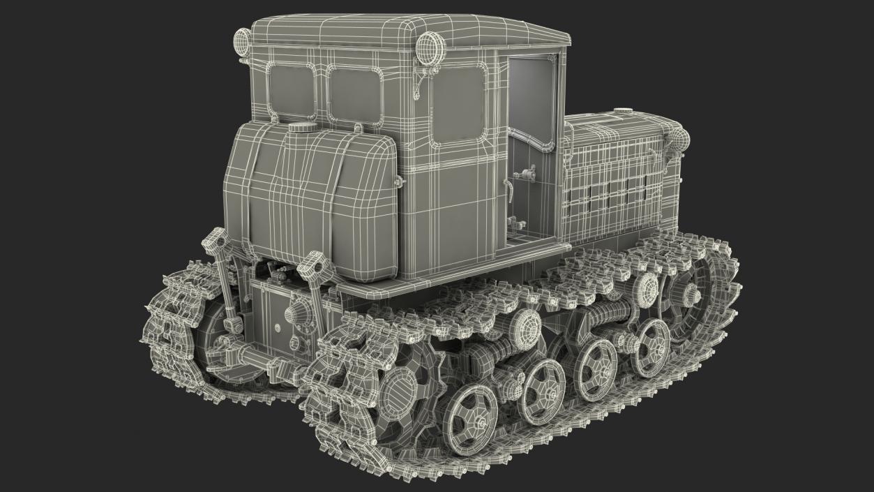 Soviet Crawler Tractor DT54 Rigged 3D model