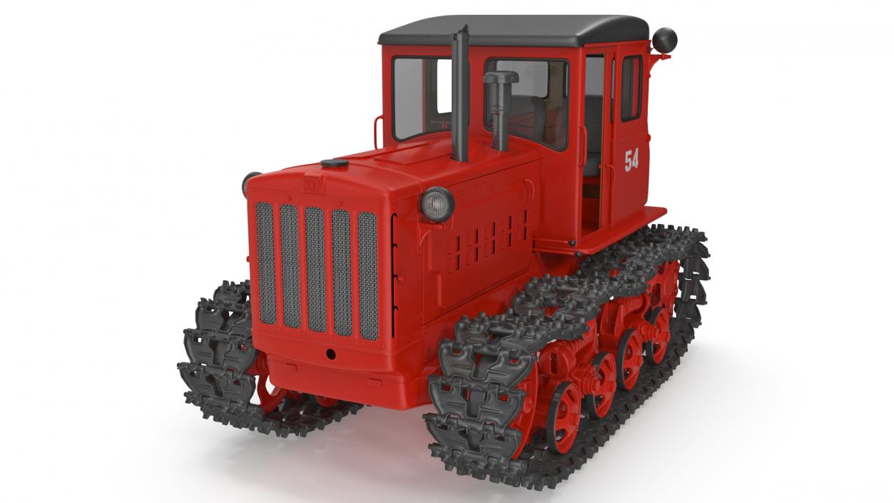 Soviet Crawler Tractor DT54 Rigged 3D model