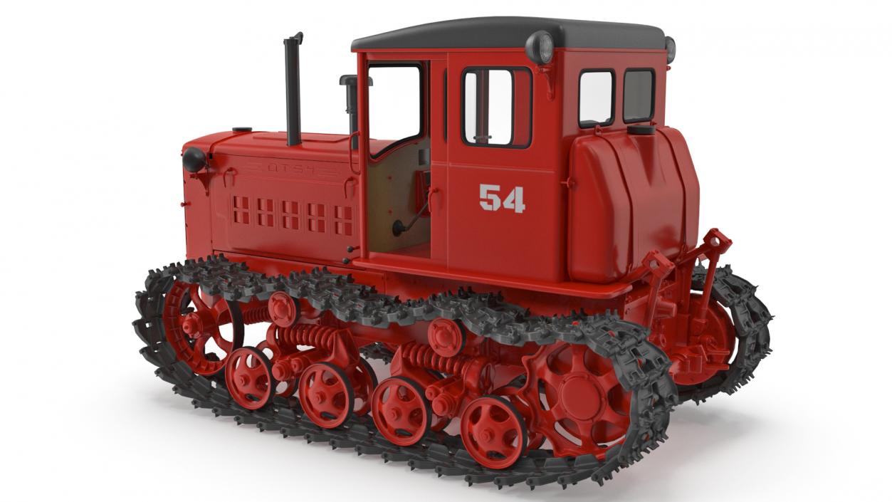 Soviet Crawler Tractor DT54 Rigged 3D model