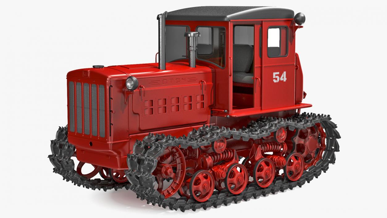 Soviet Crawler Tractor DT54 Rigged 3D model