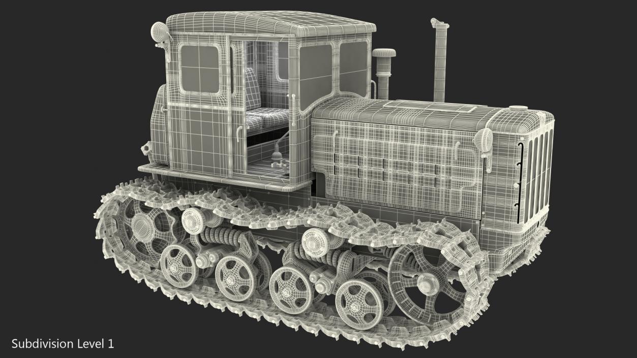 Soviet Crawler Tractor DT54 Rigged 3D model