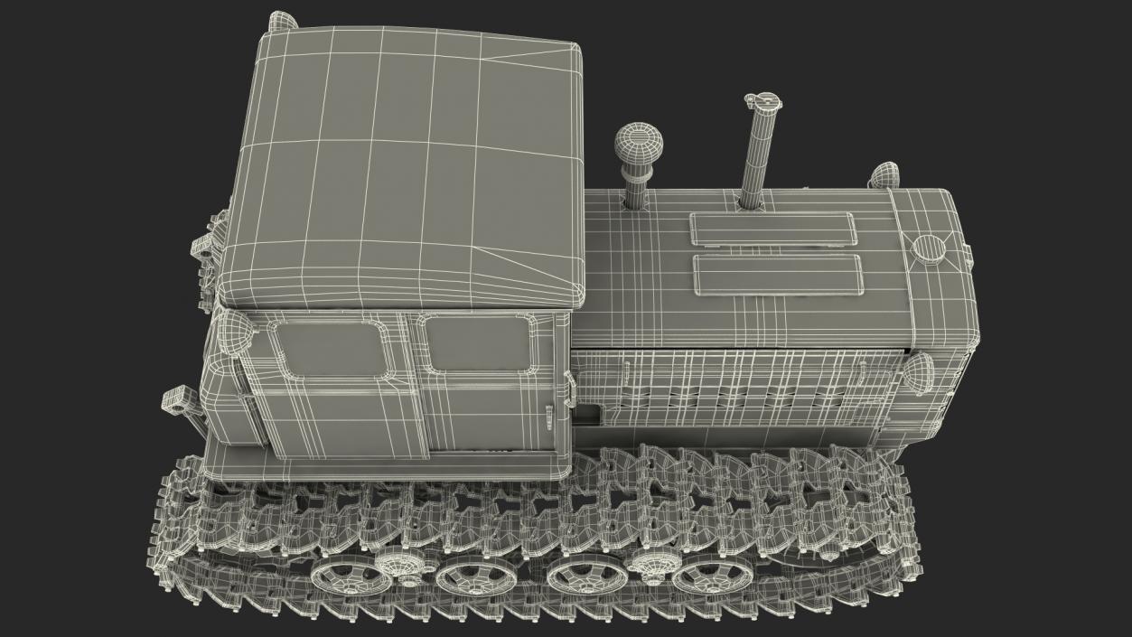 Soviet Crawler Tractor DT54 Rigged 3D model