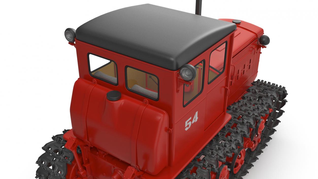 Soviet Crawler Tractor DT54 Rigged 3D model