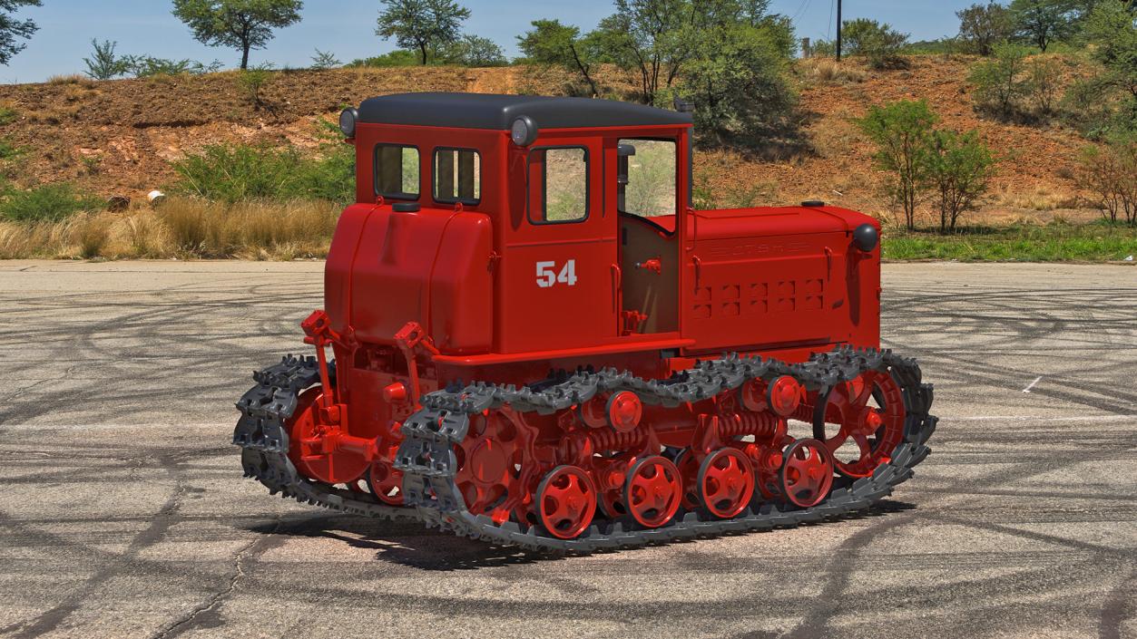 Soviet Crawler Tractor DT54 Rigged 3D model