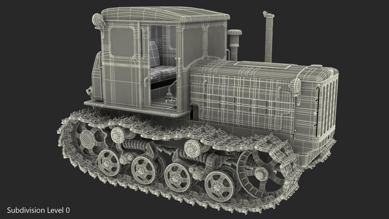 Soviet Crawler Tractor DT54 Rigged 3D model