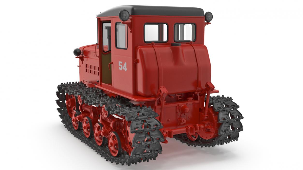 Soviet Crawler Tractor DT54 Rigged 3D model