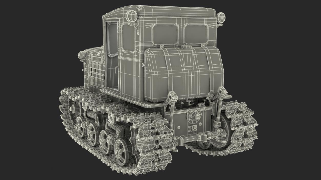 Soviet Crawler Tractor DT54 Rigged 3D model