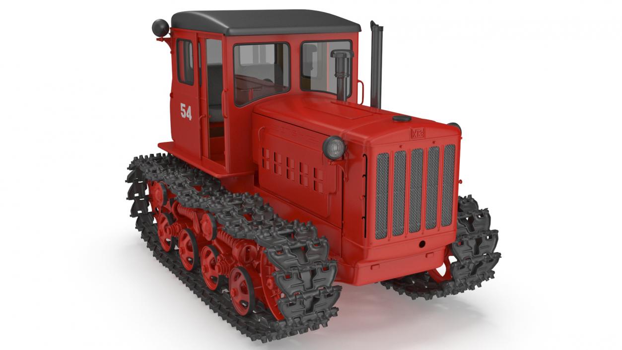 Soviet Crawler Tractor DT54 Rigged 3D model