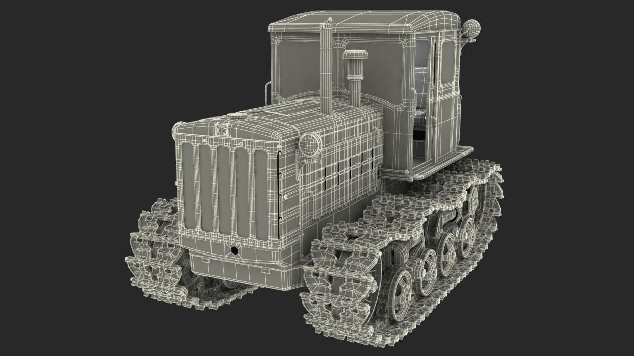 Soviet Crawler Tractor DT54 Rigged 3D model