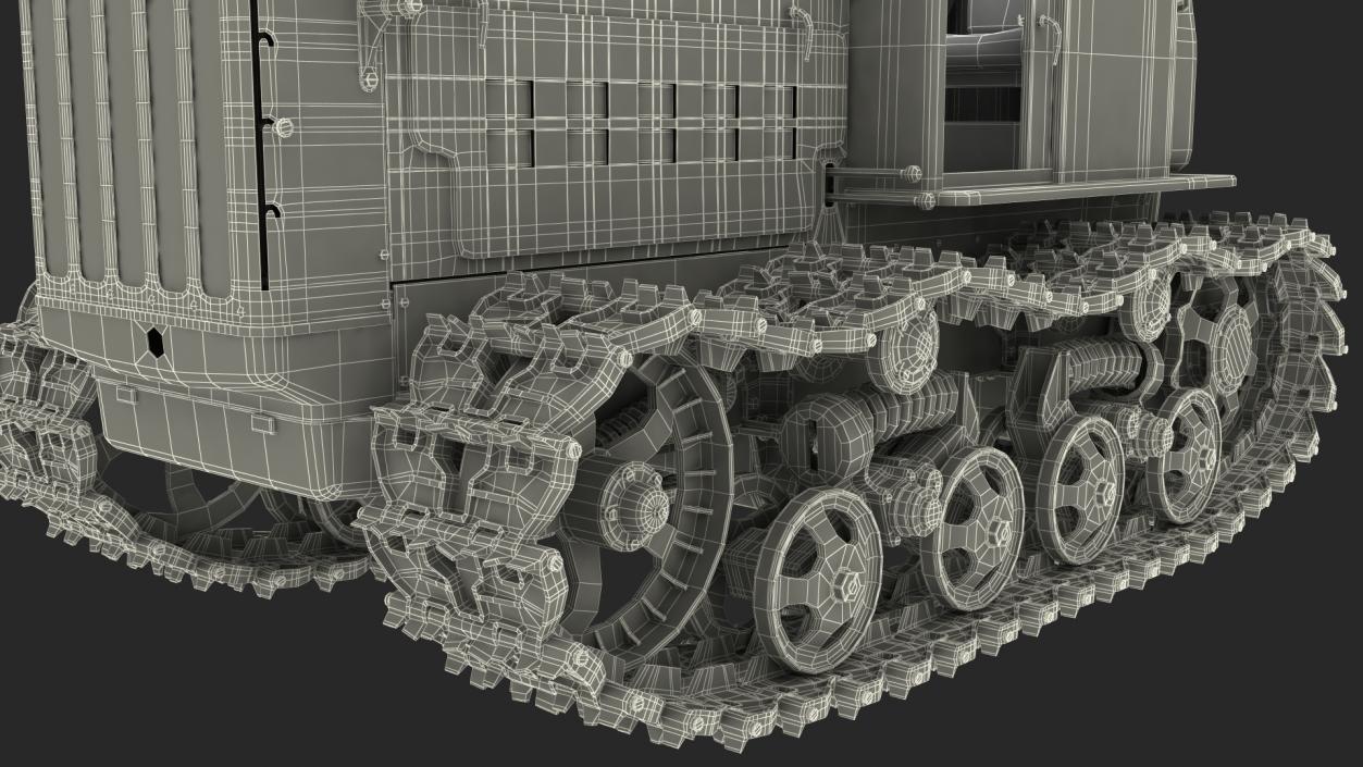 Soviet Crawler Tractor DT54 Rigged 3D model