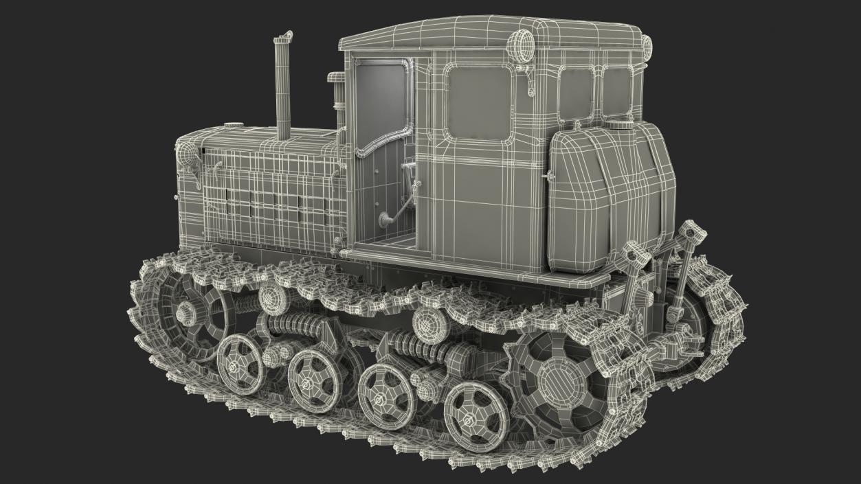 Soviet Crawler Tractor DT54 Rigged 3D model