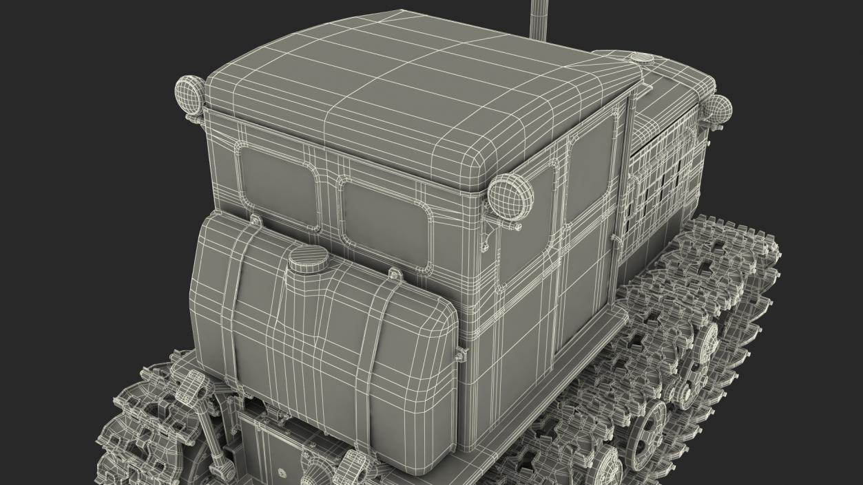 Soviet Crawler Tractor DT54 Rigged 3D model