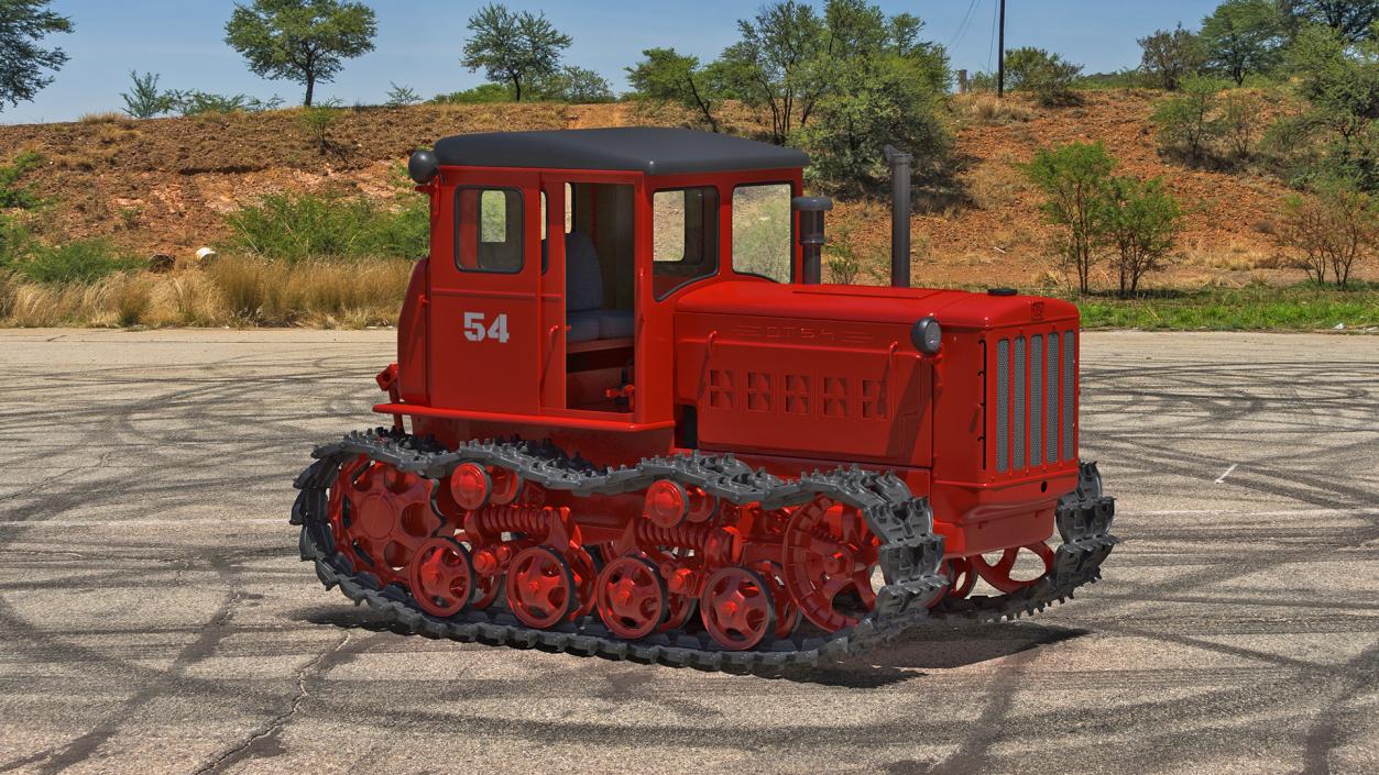 Soviet Crawler Tractor DT54 Rigged 3D model