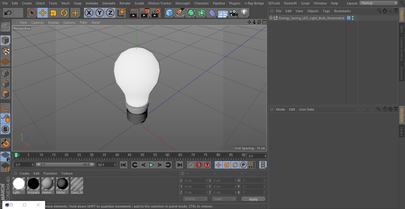 3D model Energy Saving LED Light Bulb Illuminated