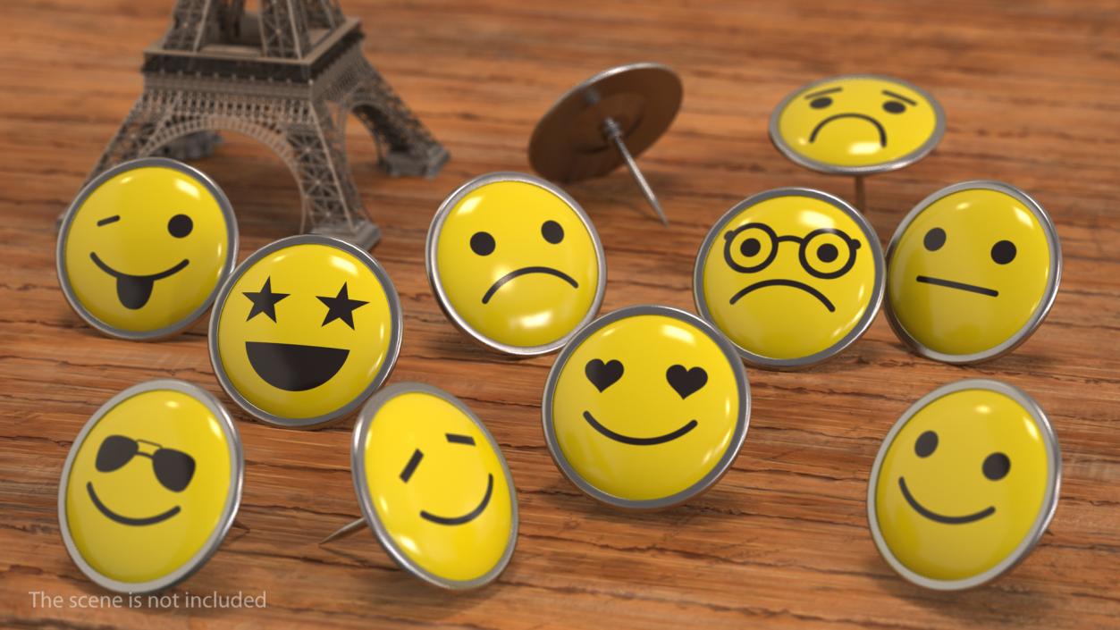 3D model Smiley Face Push Pins Set