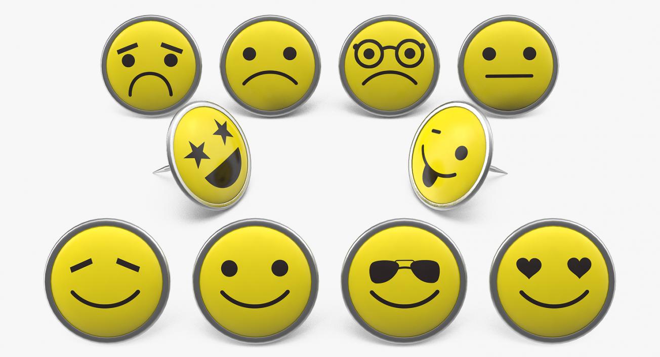 3D model Smiley Face Push Pins Set